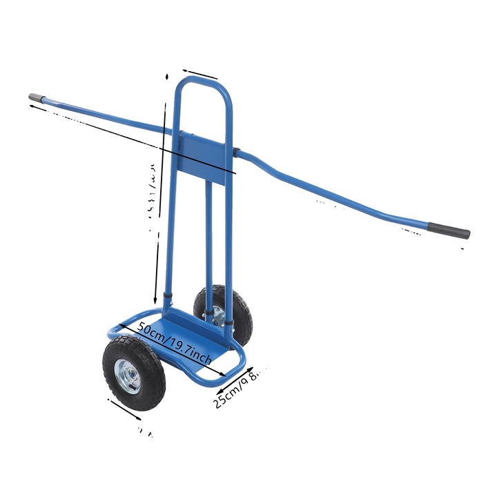 Carucior de transport placi, capacitate mare de incarcare, constructie din fier durabil, albastru, 120x85cm