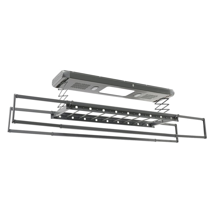 Uscator de rufe, montare pe tavan, lumina LED, gri, 125x31x7cm, capacitate maxima 35kg