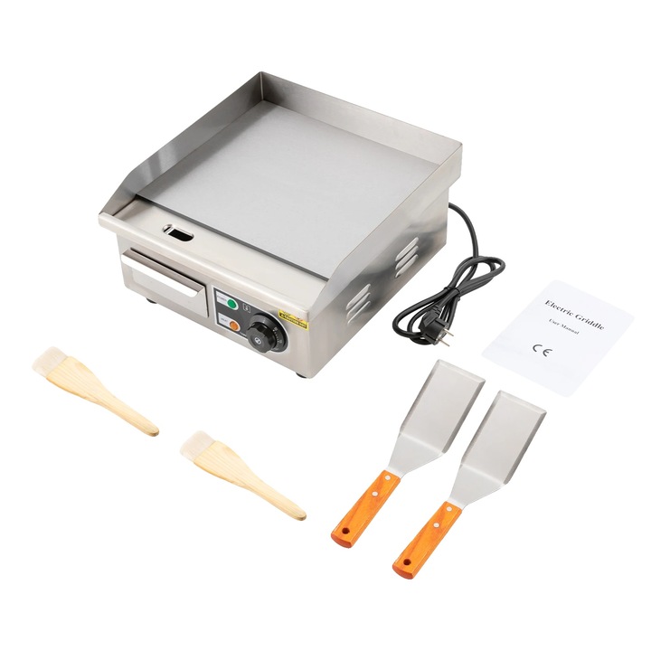 Gratar electric, 2000W, control temperatura ajustabil, argintiu, 35.5x38x21cm