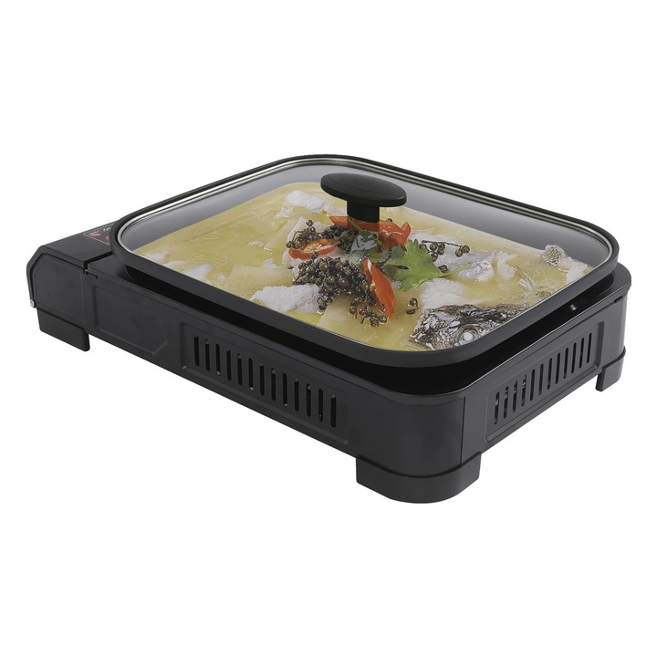 Gratar portabil pentru camping, putere termica 2.1 kW, dimensiuni 45x30.5x8.5 cm, greutate neta 4.26 kg