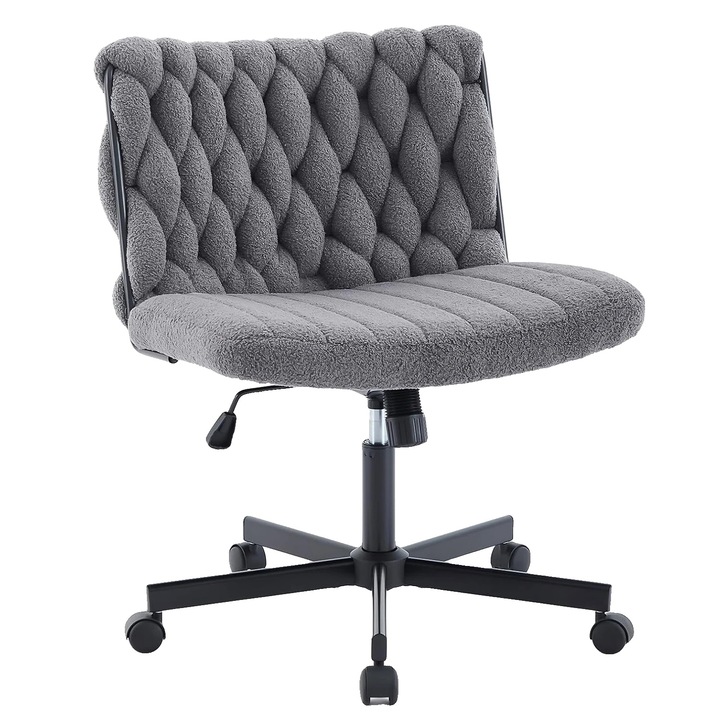 Офис стол, ергономична опора, сив, 25.5x26x38 инча