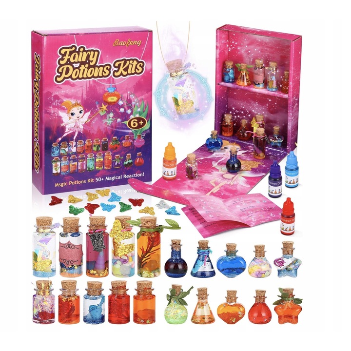 Set creativ pentru copii, 20 sticle, efecte de brocart, dimensiuni 24x17x5cm, Baofeng