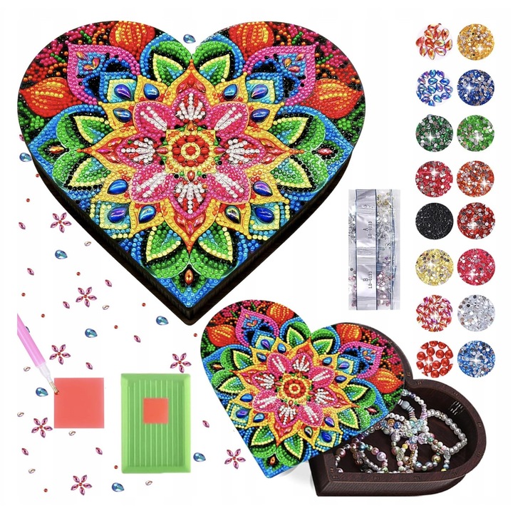 Set de pictura cu diamante 5D, Saculet din Lemn, Mandala, 350g