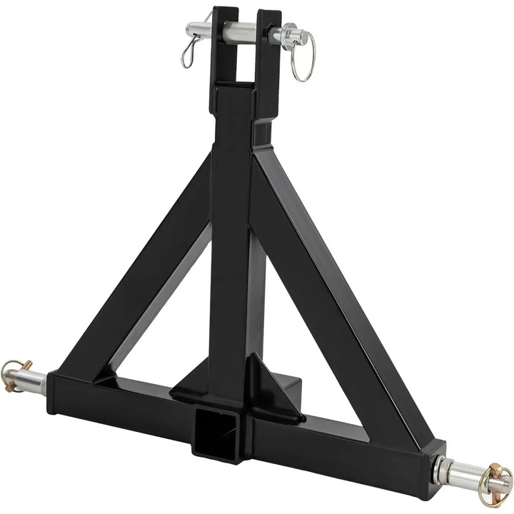 Cupla remorca 3 puncte pentru tractor, Adaptor receptor, Receptor 5, 08 cm, Fier Sudat, Suprafata Acoperita, Negru