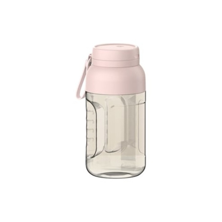 Storcator de fructe portabil 1200ml, capacitate mare, roz, cu doua capace