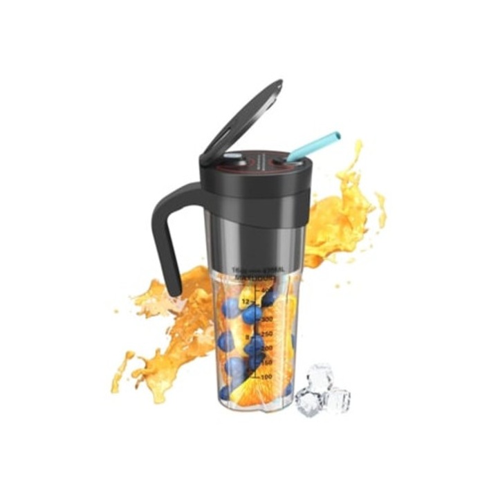 Storcator multifunctional portabil pentru sucuri, USB, negru