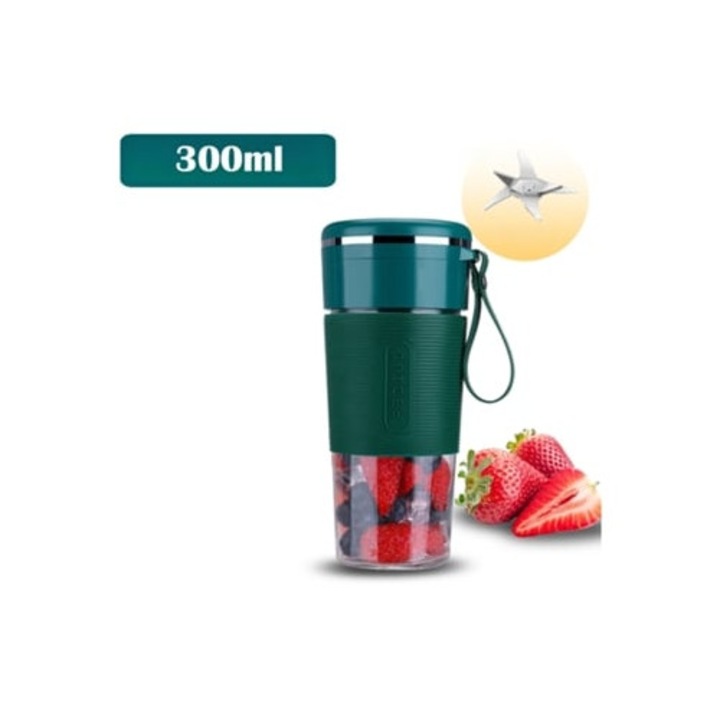 Storcator portabil, cu cupa pentru milkshake, 6 lame verzi, dimensiuni mici