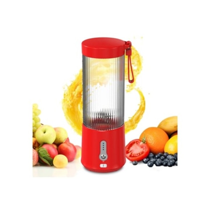 Storcator electric portabil 450ml, rosu, pentru fructe si legume