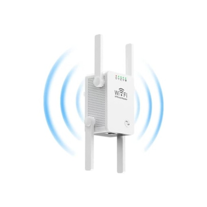 Extensor Wifi 2024 Amplificator Semnal pentru Acasa si Birou Repeater Wireless 4 Antene 360°