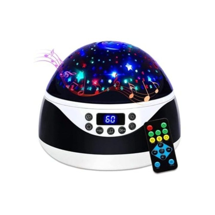 Нощна лампа с музика и проекция, за деца 1-12 години, с дистанционно управление