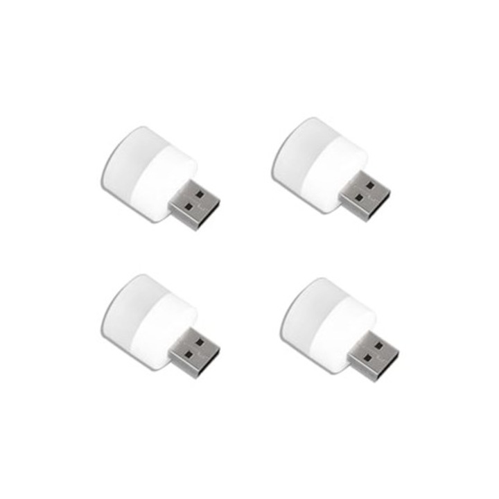 Set 4 lampi USB Mini LED, alb cald, compacte pentru dormitor, baie, camera copilului, hol