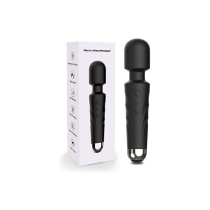 Vezeték nélküli hordozható vibrátor, 8 sebesség, 20 mód, vízálló, fekete