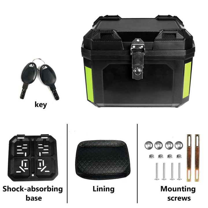 Кутия за багаж за мотор, капацитет 55л, дизайн със заключване, водоустойчива, 39x32.3x29.8см