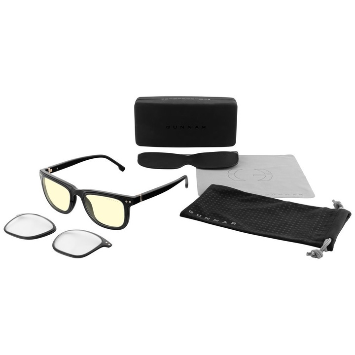 Ochelari de protectie Gunnar, model Cupertino, cu contur, negru, rectangular
