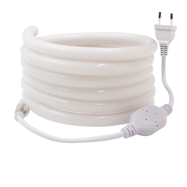 Banda LED, 120 LEDs/m, alb, 15m, impermeabil, priza EU AC 220V