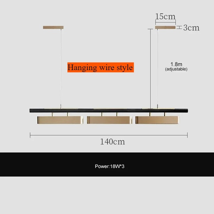 Lustra moderna, 3H-140CM, tricolor, din otel inoxidabil, montare semiflata