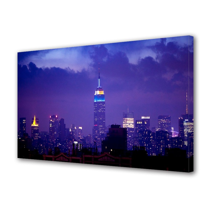Tablou VarioView MoonLight Fosforescent Luminos in Urban Orase Cladirea Empire State noaptea, 30 x 45 cm