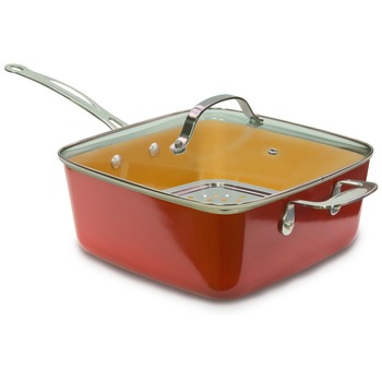 Tigaie patrata MediaShop Livington Copperline Square Pan , suprafata antialunecare, 3 accesorii, Portocaliu Tigaie patrata MediaShop Livington Copperline Square Pan , suprafata antialunecare, 3 accesorii, Portocaliu