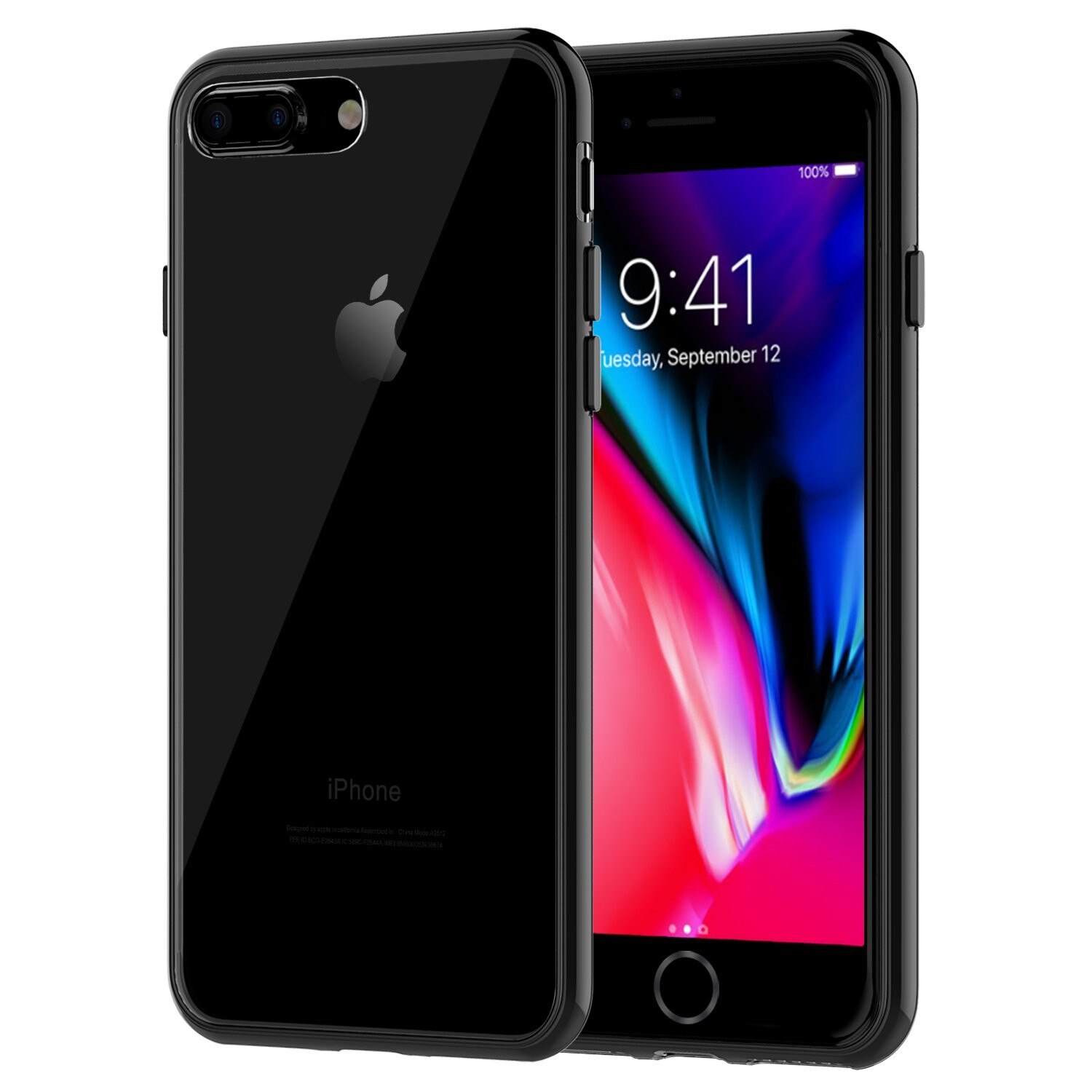 Husa de protectie Hybrid Antisoc pentru iPhone 8 (+) PLUS/iPhone 7 (+) PLUS, carcasa spate PC cu cadru, Negru