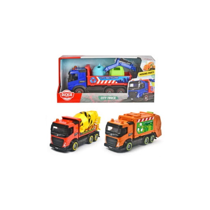 Комплект колички DICKIE Volvo, 3 вида, многоцветни, 23см