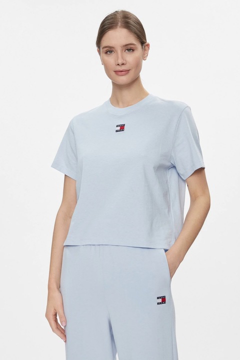 Tricou cu detaliu logo brodat, Albastru deschis