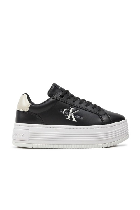 CALVIN KLEIN JEANS, Bőrsneaker, Fekete/Világosbézs
