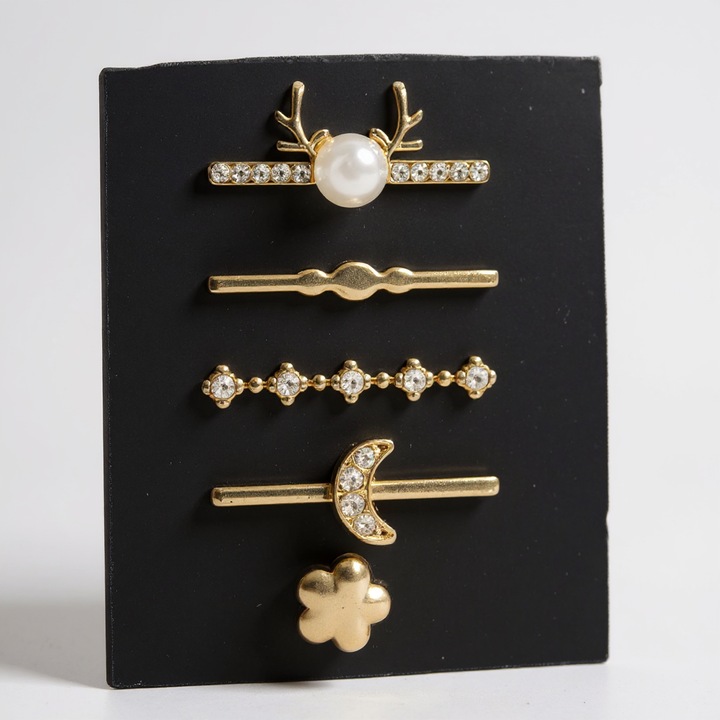 5 db-os Smartwatch szíj charm készlet, fém, 8-as modell, elegáns design, 22mm-es szíjakhoz kompatibilis, arany