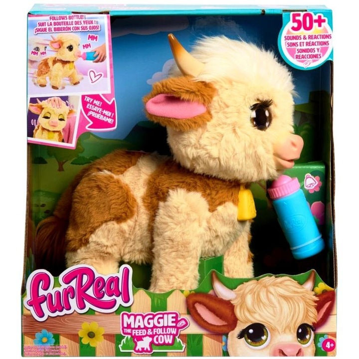 Jucărie interactivă, Hasbro, FurReal Maggie, plus roșu-portocalie, 28cm