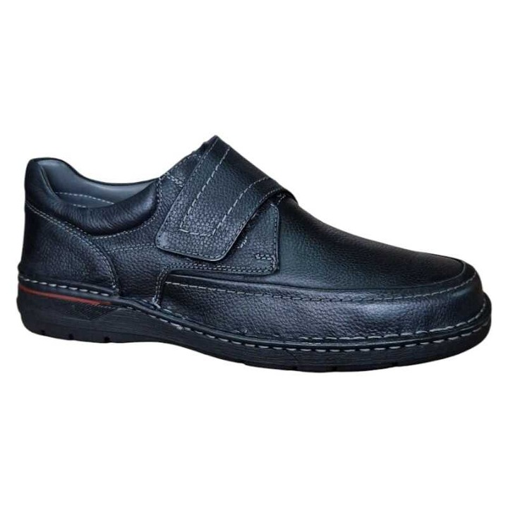 Reflexan férfi valódi bőr casual cipő tépőzáras rögzítéssel és kontrasztos részletekkel, varrott talppal C3