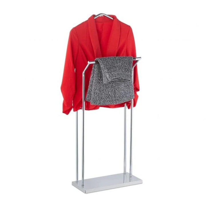 Suport haine B2X, metal, doua stalpi, design cromat, 93, 5x23x6cm