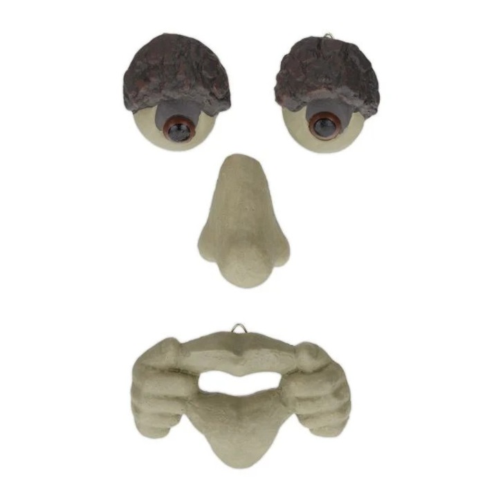 Kerti dekoráció, B2X, egyedi fa arc kiálló nyelvvel, műkő, 21,5x20,5x7cm