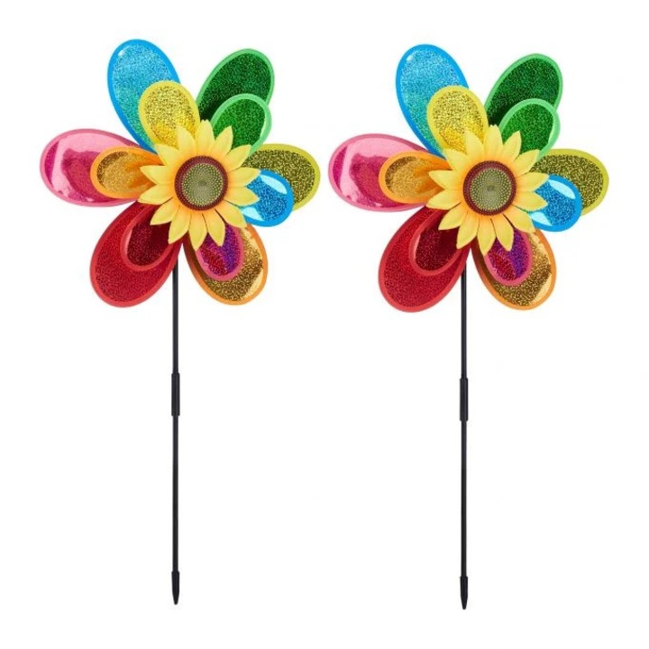 Szélmalom szett 2 db, B2X, virágos design, többszínű, 60,3x40,1x2,5cm