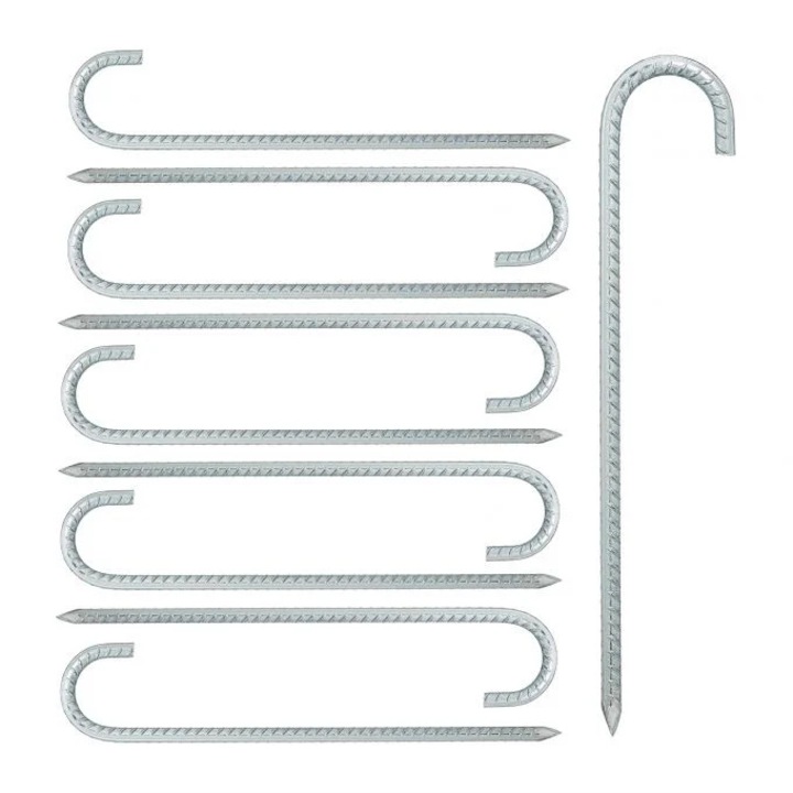 Földelőcölöp készlet, 10 db-os, B2X, horganyzott acél, méretek: 44,5x10,5x10,5 cm