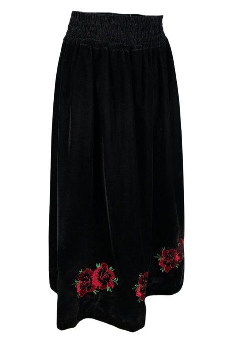 Fusta dama din catifea negru/rosu, marime 3XL