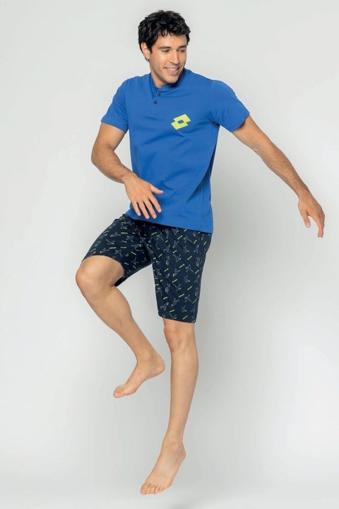 Pijama scurta cu imprimeu, Albastru