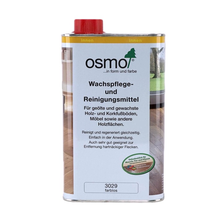 Detergent pentru curatat si intretinere podele de lemn, Osmo, Wachspflege und Reinigungsmittel, pentru lemn uleiat sau ceruit, 1 L