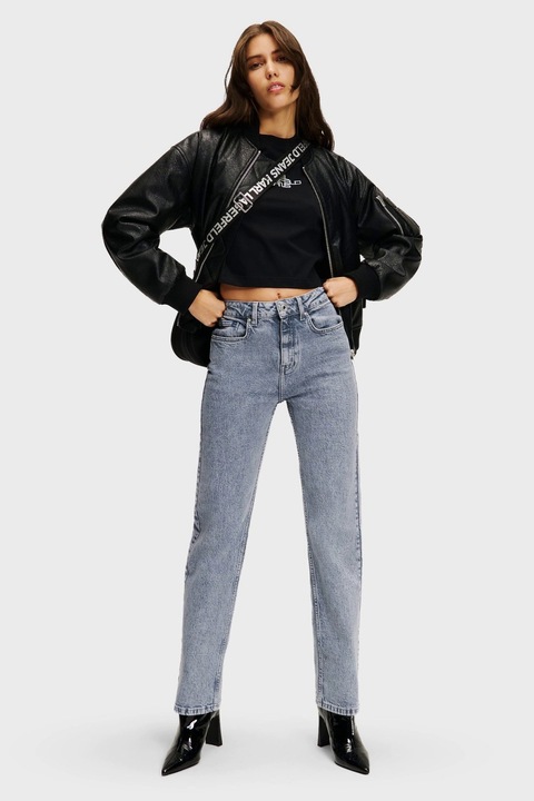 Прави дънки Karl Lagerfeld Jeans с висока талия, Сив