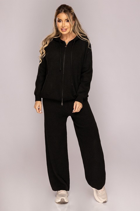 Compleu negru din tricot cu gluga, One Size