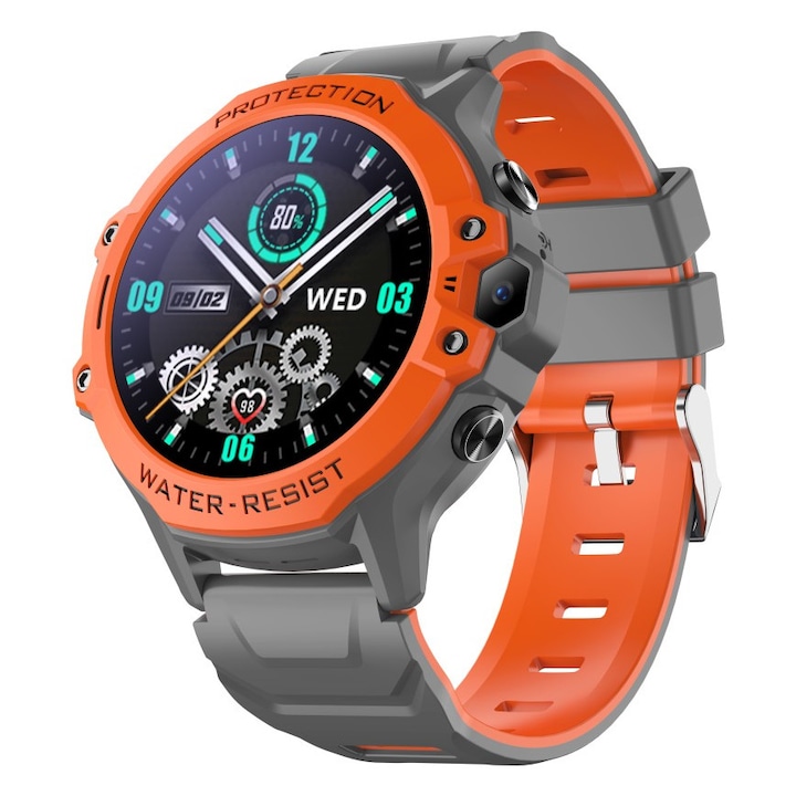 Ceas Smartwatch Copii 4G, Slot Cartela SIM, Functie Apel, Mod Spion, Jocuri, Camera, Buton SOS, Mesaj Vocal, Display 1.83″, Compatibil Android / iOS, GITECH® K15 2 Curele si Husa cu Snur, Negru