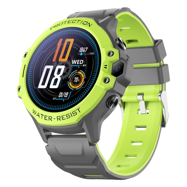 Ceas smartwatch copii SMART TabbyBoo Explorer, 4G, 1.28", verde, cu apel video, GPS, buton SOS