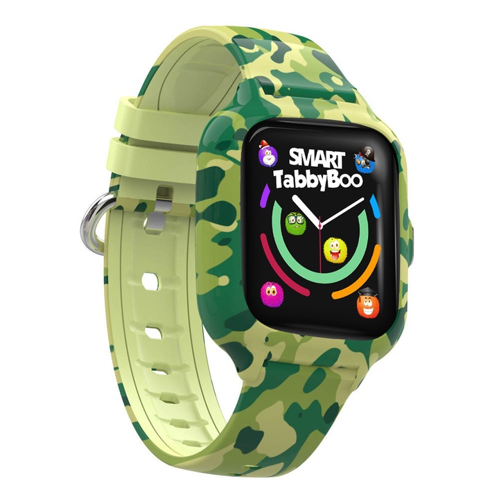 Ceas smartwatch GPS copii SMART TabbyBoo, 4G, apel video, buton SOS, Verde, 1.4 inch