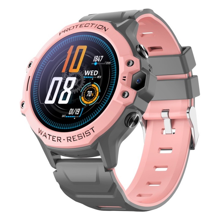 Smartwatch pentru copii, Garett Electronics, TWIN 4G, Roz