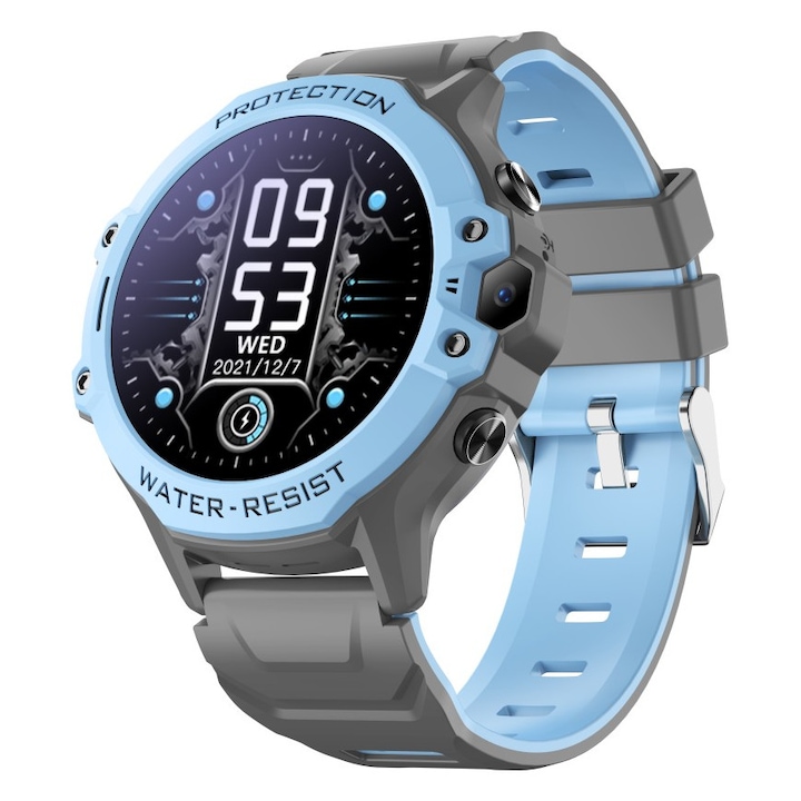 Ceas smartwatch copii SMART TabbyBoo Explorer, GPS 4G, ecran 1.28 inch, apel video, albastru