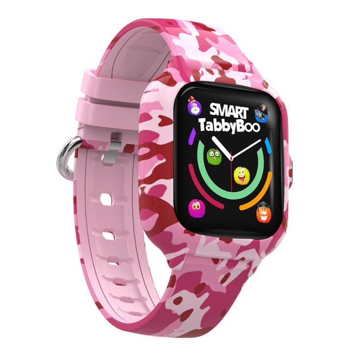 Ceas smartwatch copii SMART TabbyBoo, 4G, Roz, ecran 1.4 inch, GPS, apel video, buton SOS