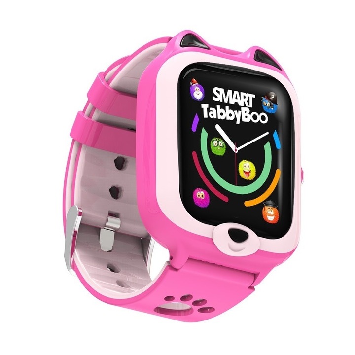Ceas Smartwatch copii SMART TabbyBoo 4G Kitty Roz, GPS, apel video, 1.4 inch