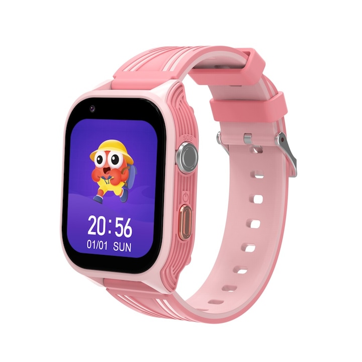 Ceas smartwatch copii SMART TabbyBoo MAX, Roz, 4G, ecran 1.83 inch, buton SOS