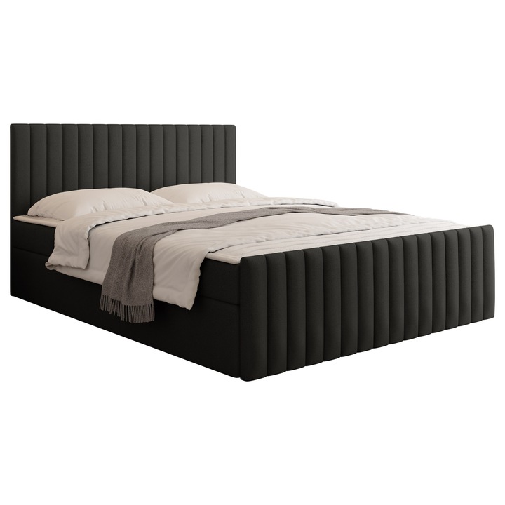 Pat boxspring Tiami Fix 180x200, MIRJAN 24, negru, 183x212x97 cm