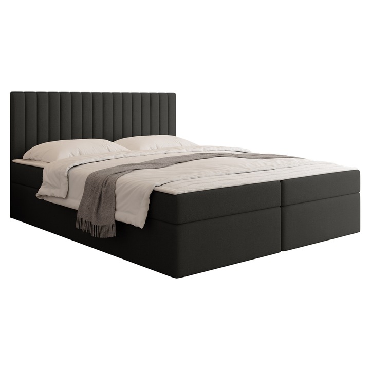 Pat boxspring Tiami 140x200, MIRJAN 24, negru, 143x206x97 cm