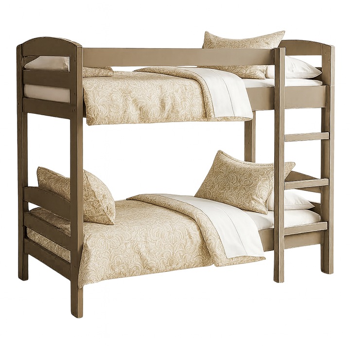 Pat etajat Transilvan, Simona, Lemn Masiv, 90x200 cm, Cappuccino