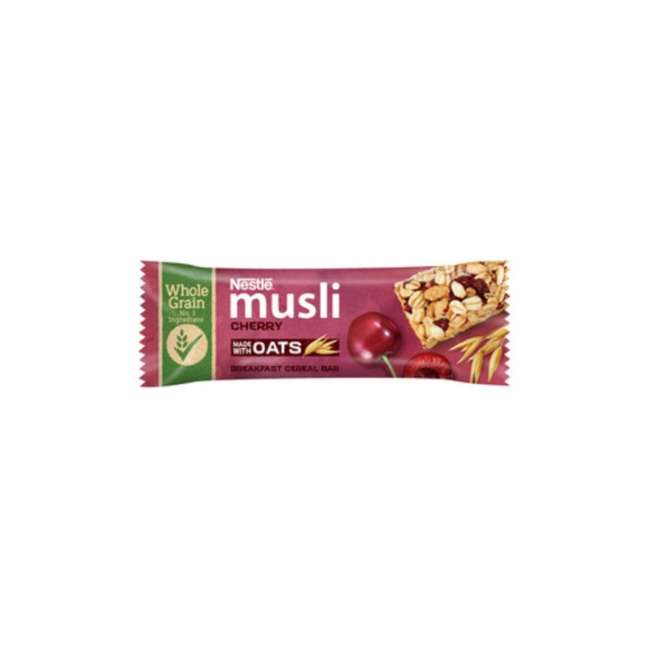 Baton Musli, Nestle, cu cirese, 35g, tip cereale, continut de cacao, continut de grau
